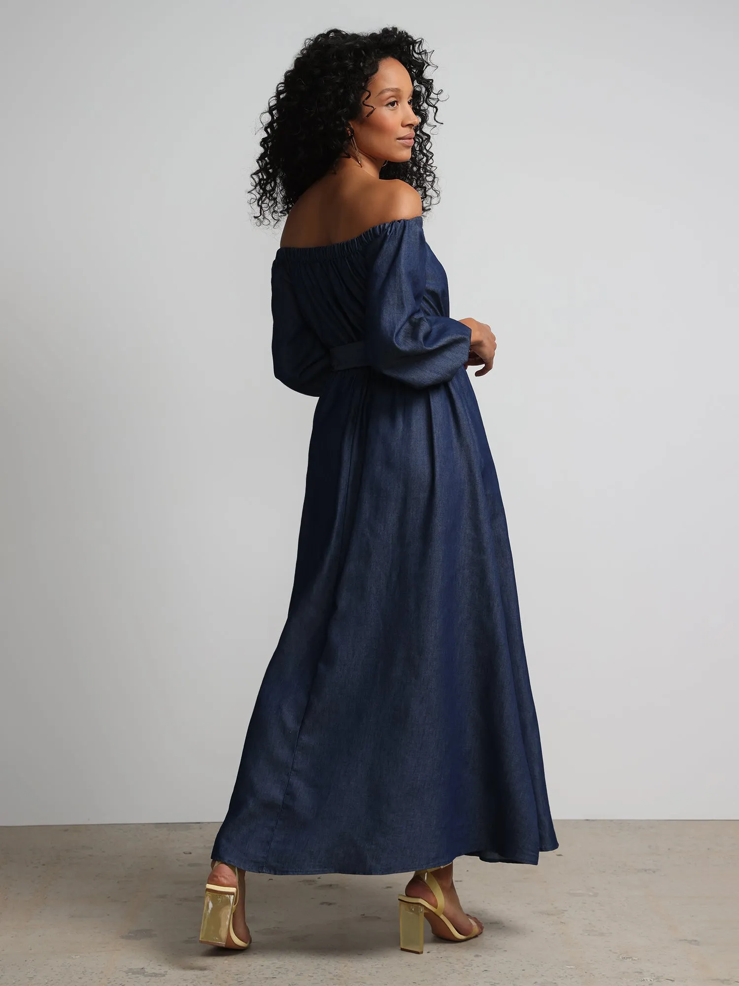 Off-The-Shoulder Tencel Maxi Dress