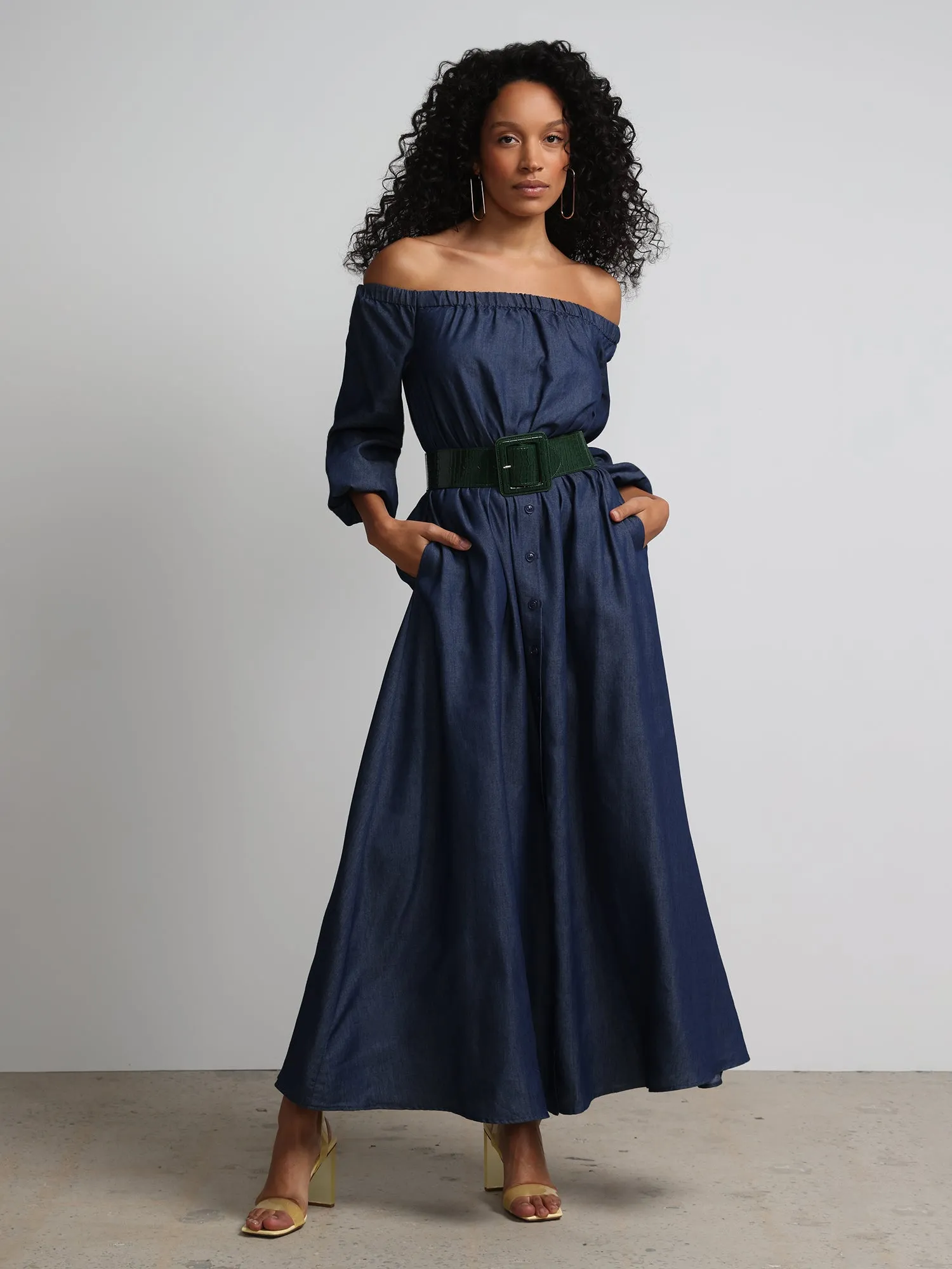 Off-The-Shoulder Tencel Maxi Dress