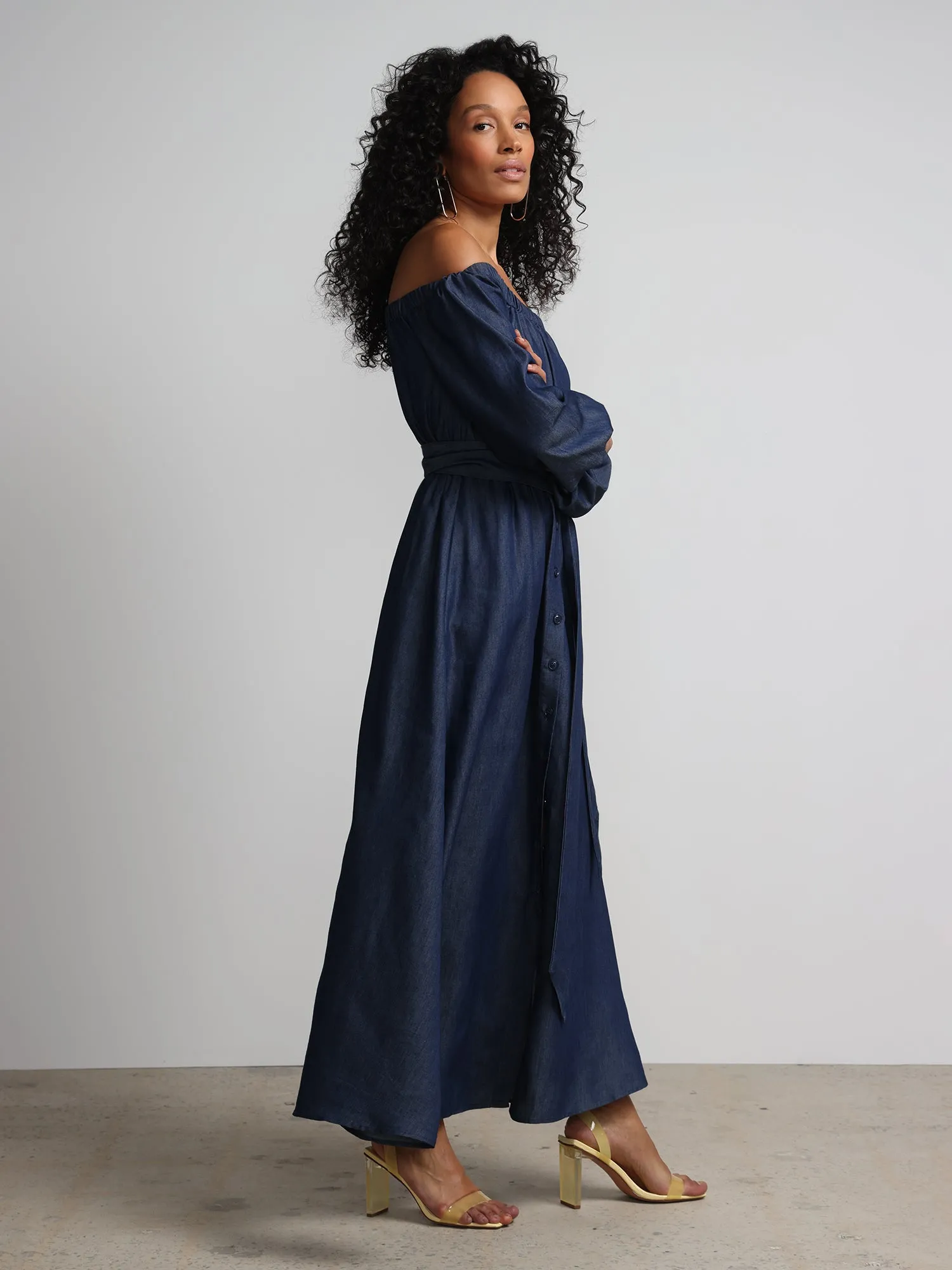 Off-The-Shoulder Tencel Maxi Dress