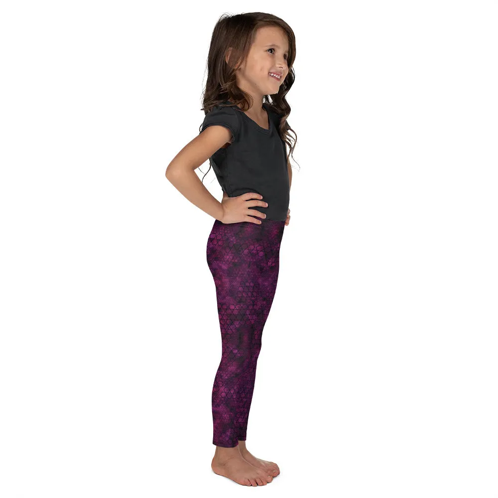 Pink Tie Dye Hex Kid's Leggings, Toddler, Girls and Boys Matching Family Outfits