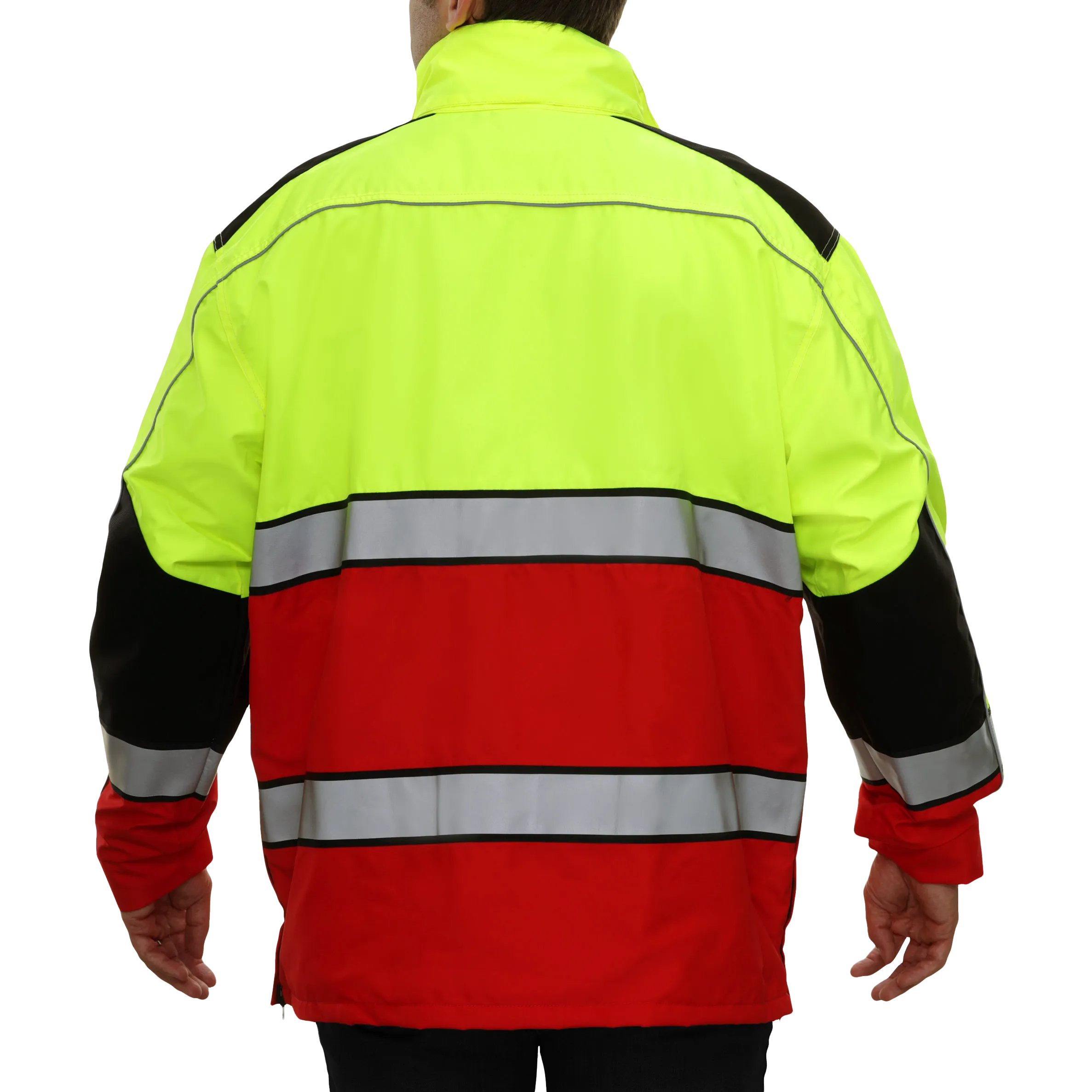 Safety Jacket Hi Vis Responder Parka Waterproo 2-Tone Lime & Red