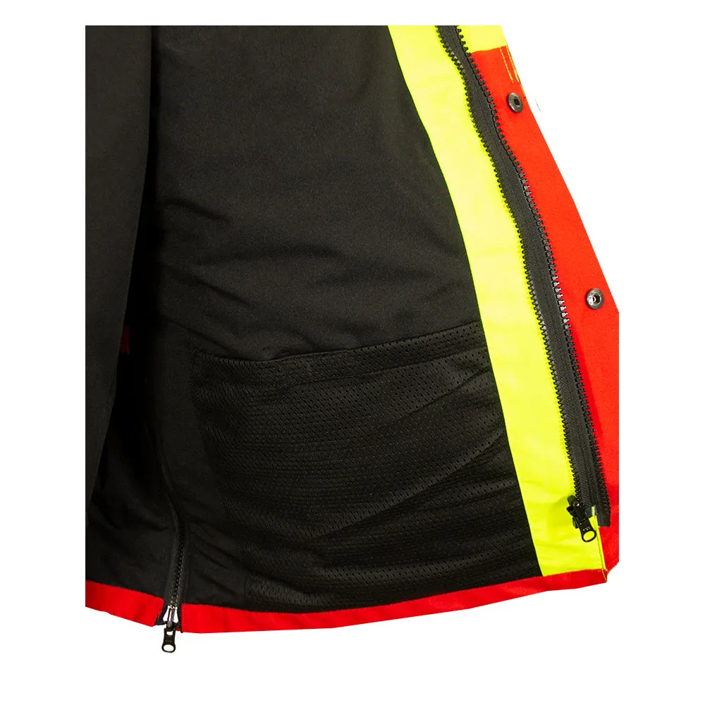 Safety Jacket Hi Vis Responder Parka Waterproo 2-Tone Lime & Red