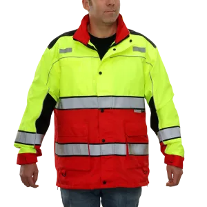 Safety Jacket Hi Vis Responder Parka Waterproo 2-Tone Lime & Red