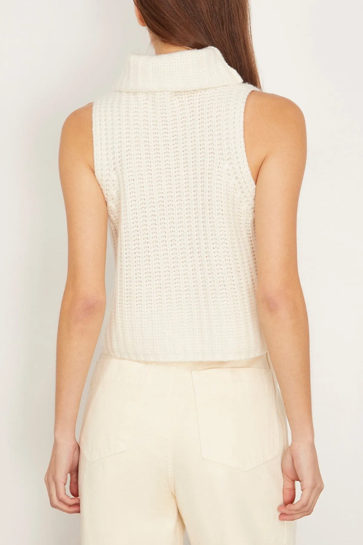 Saige Cropped Turtleneck in Gardenia