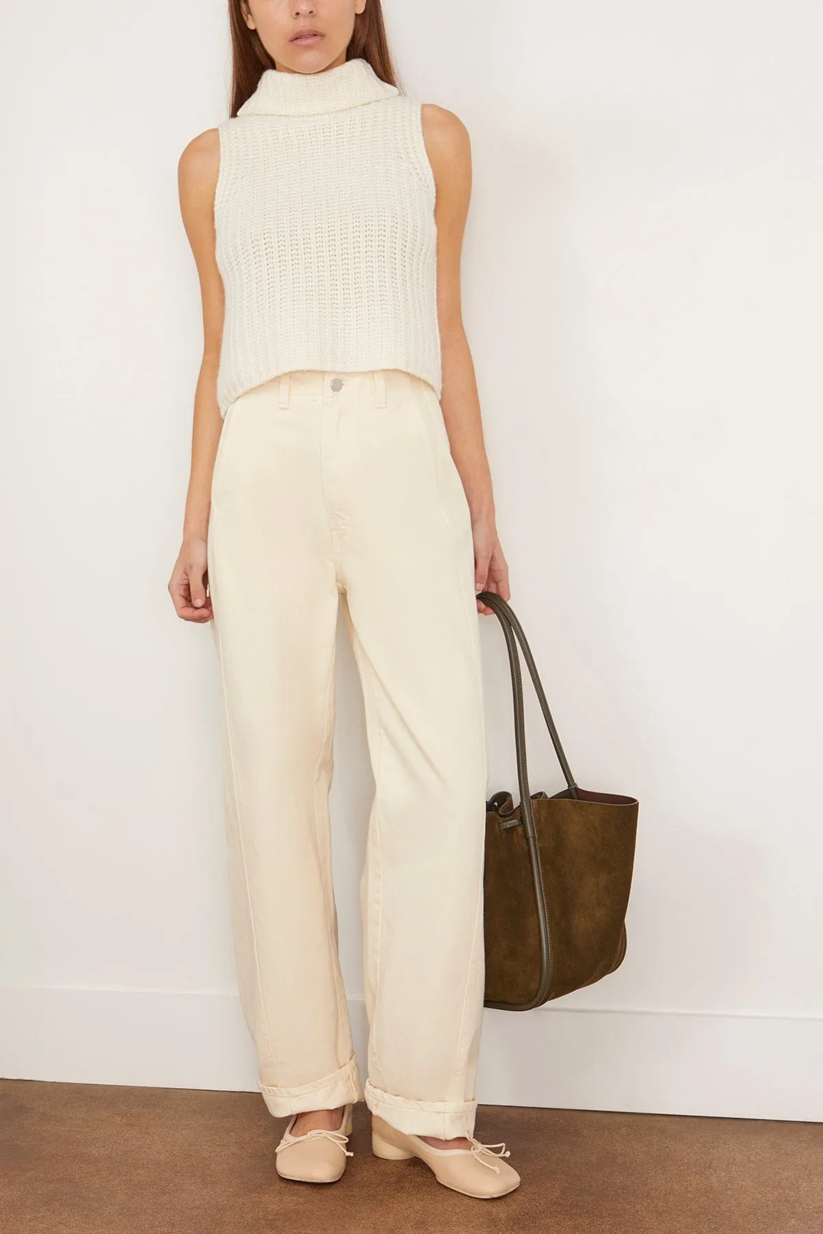 Saige Cropped Turtleneck in Gardenia