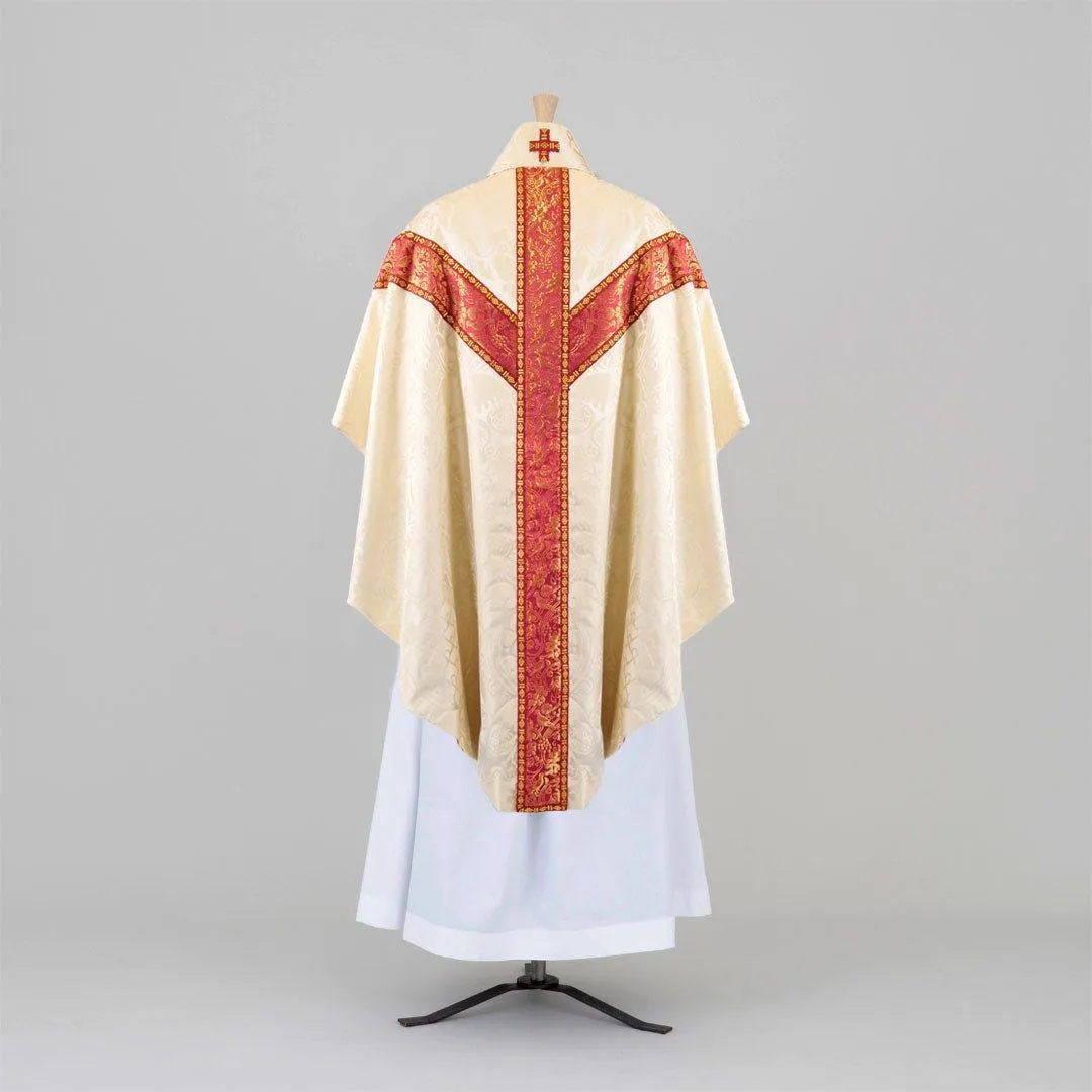 Semi-Gothic Chasuble in Cream 'Comper Cathedral' with Comper Rose/Gilt 'Hilliard' Orphreys