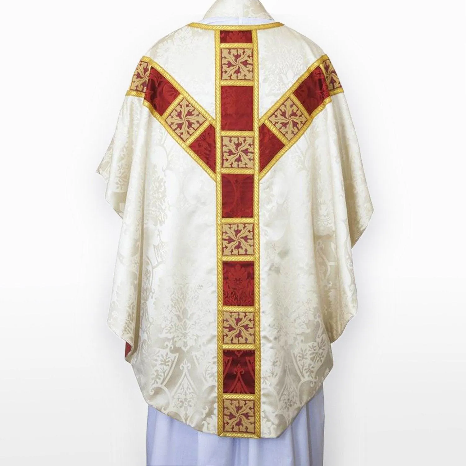 Semi-Gothic Chasuble in Cream 'Gothic' with Patchwork Orphreys