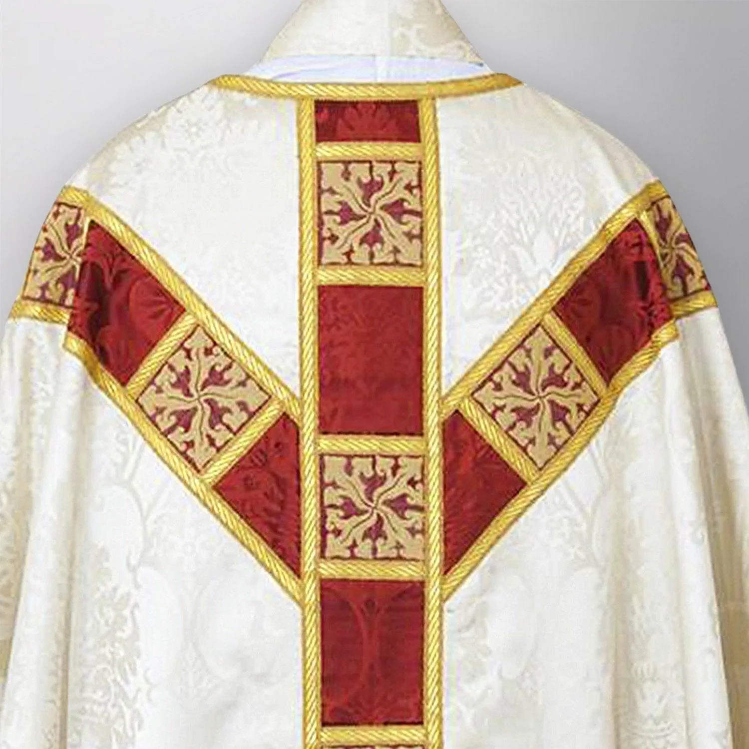 Semi-Gothic Chasuble in Cream 'Gothic' with Patchwork Orphreys