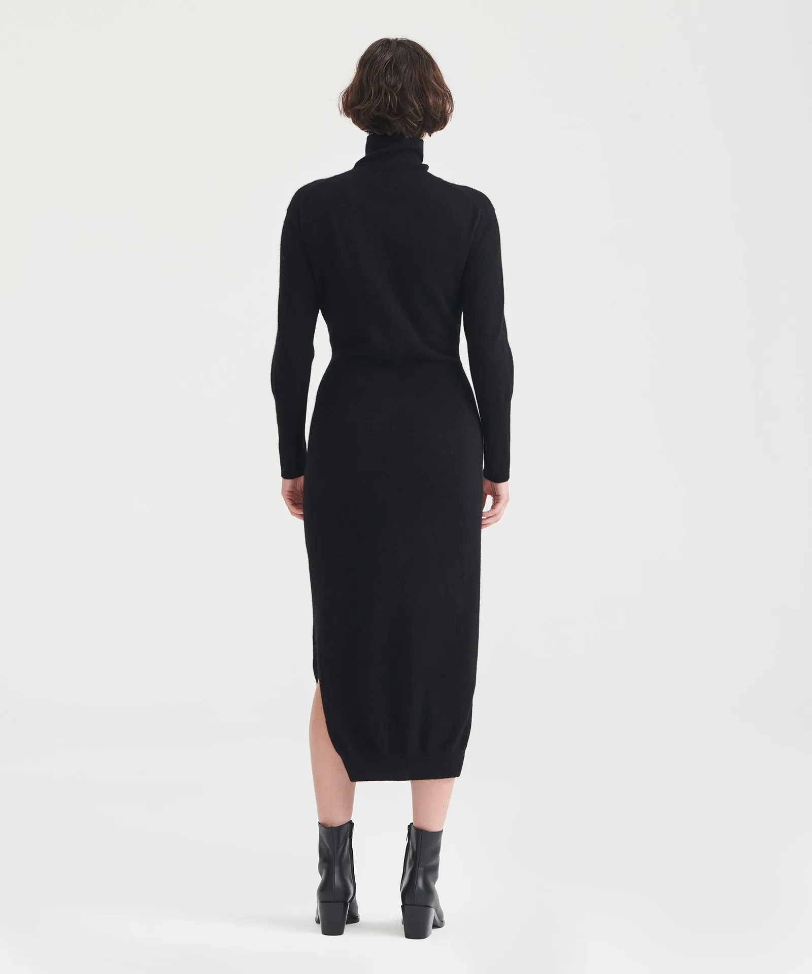 Signature Cashmere Turtleneck Dress with Slits