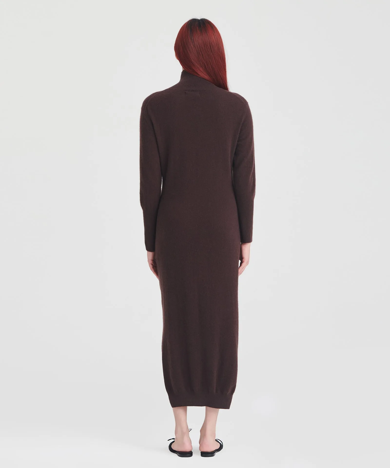 Signature Cashmere Turtleneck Dress with Slits