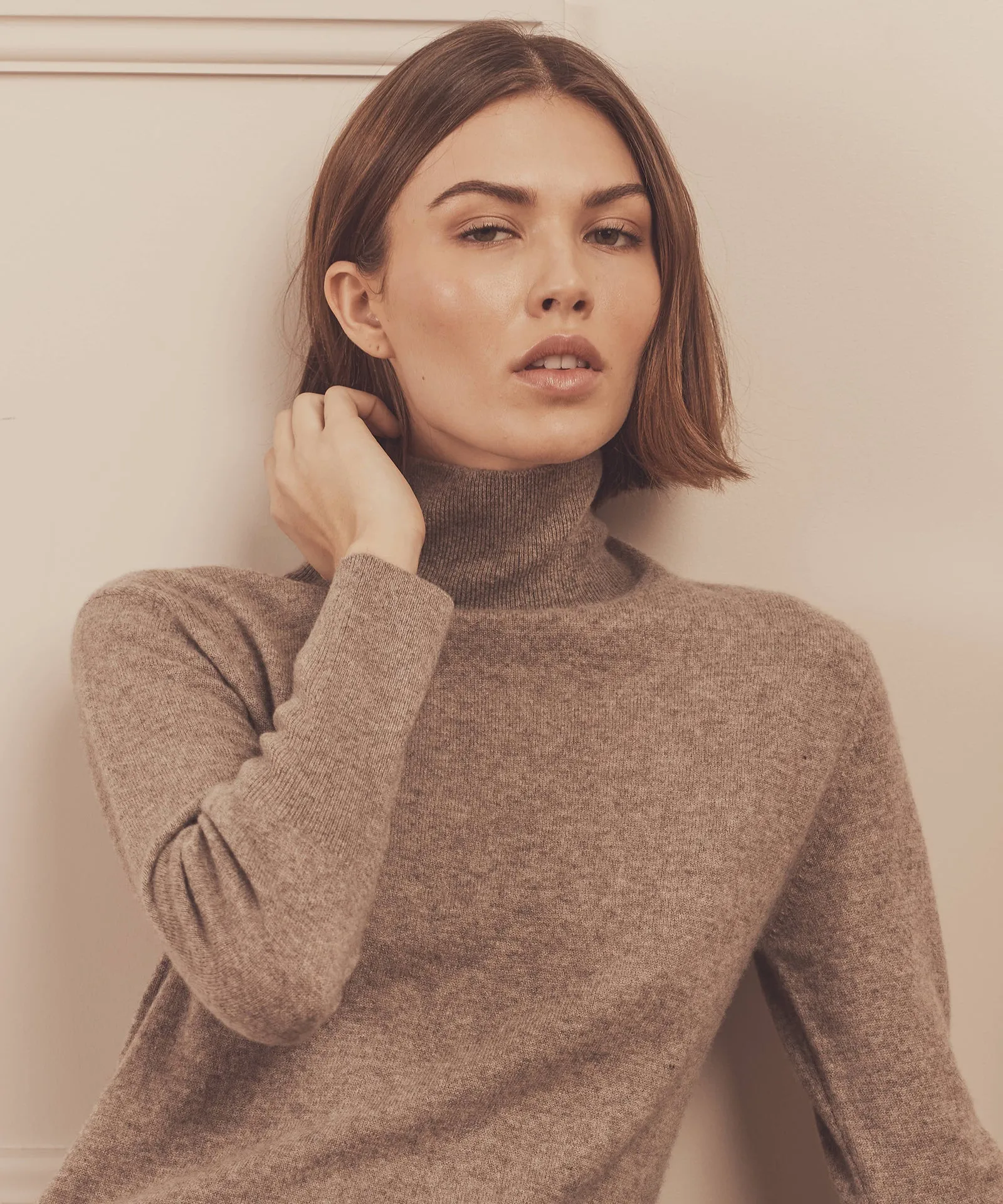 Signature Cashmere Turtleneck Dress with Slits