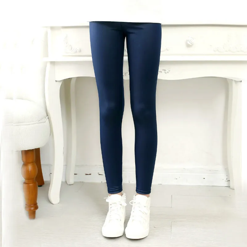 Spring Autumn Kids Leggings Skinny Faux PU Leather Pencil Pants