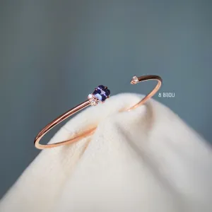 VINTAGE BUBBLE・18K ROSE GOLD VIOLET BLUE SPINEL & FANCY DIAMOND BANGLE