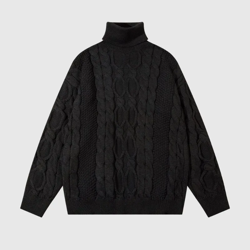 Vintage Twist Solid Turtleneck Sweater