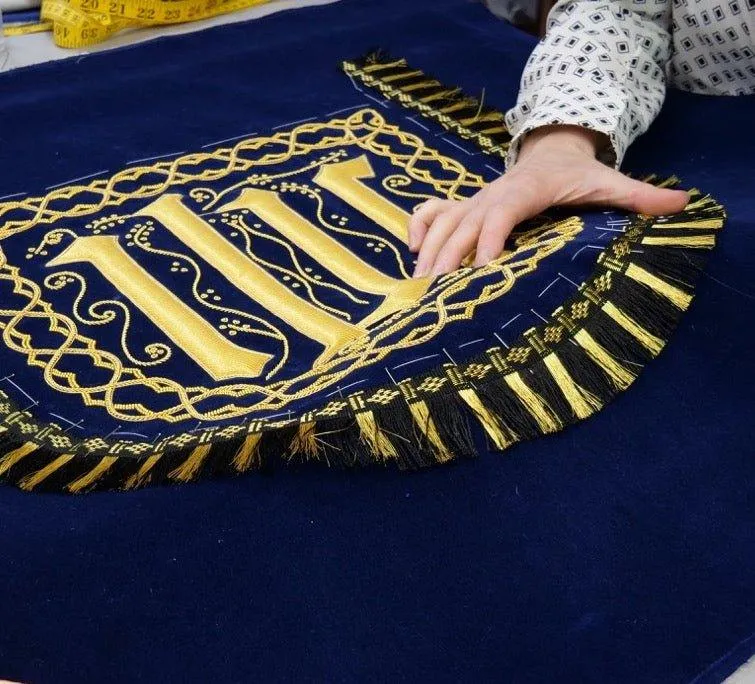 Westminster Cope in Blue 'Coronation' with Embroidered IHS Hood